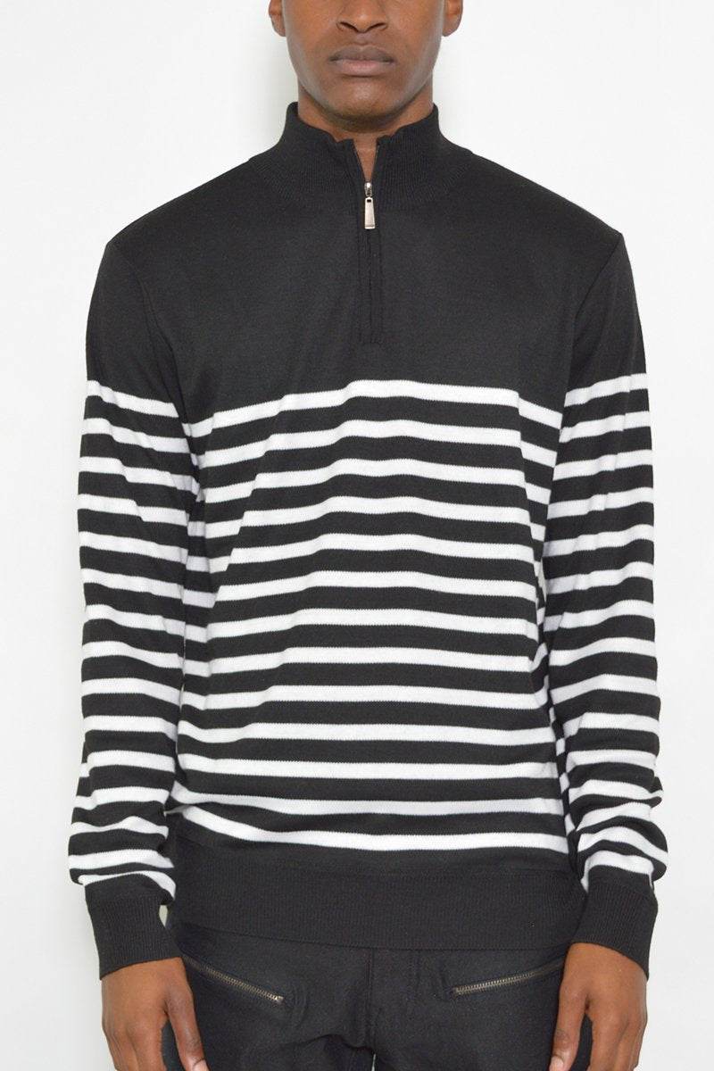 QUARTER ZIP STRIPE POLLUVER - Big J's Showstoppin' Store