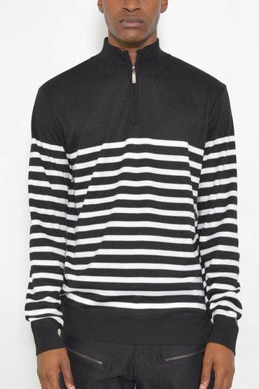 QUARTER ZIP STRIPE POLLUVER - Big J's Showstoppin' Store