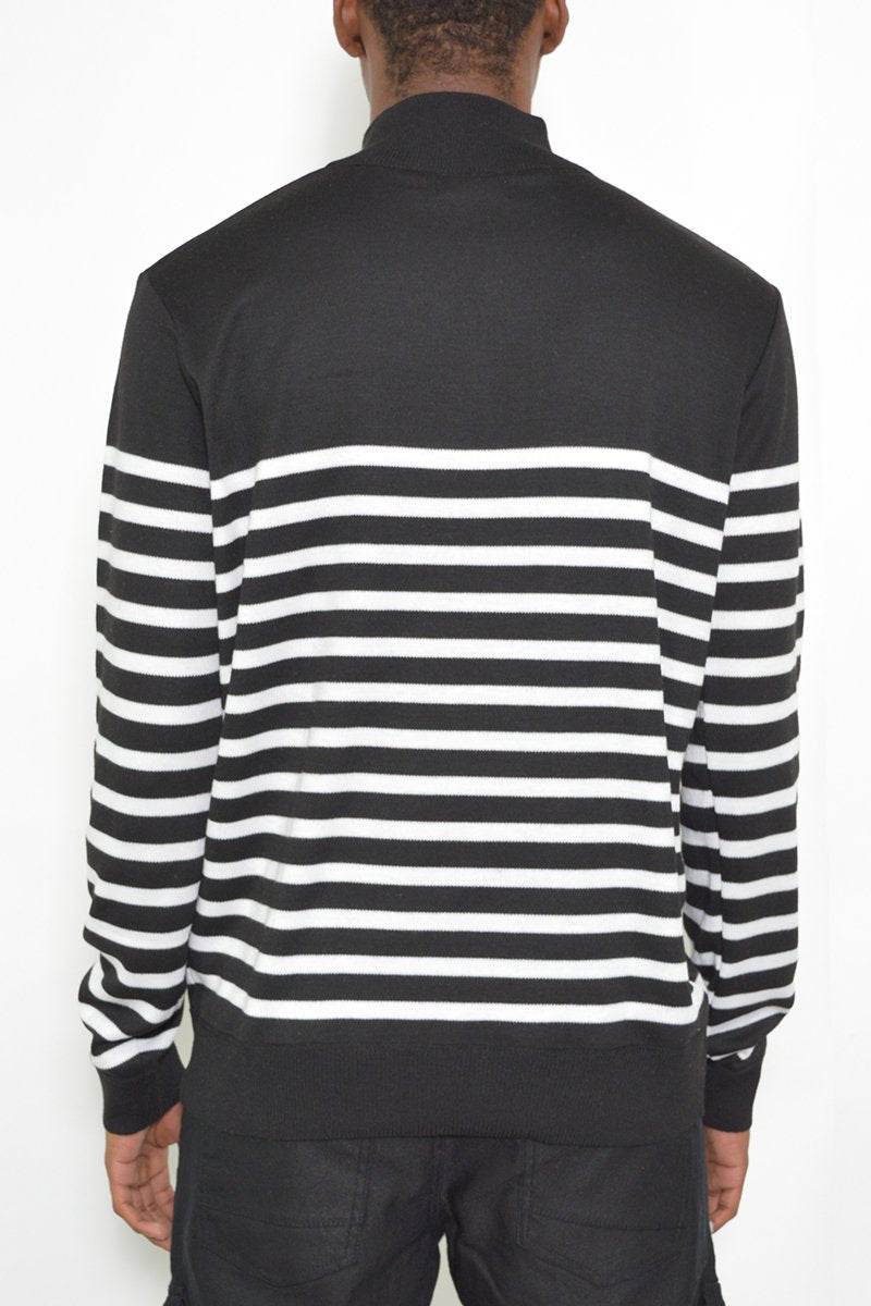 QUARTER ZIP STRIPE POLLUVER - Big J's Showstoppin' Store