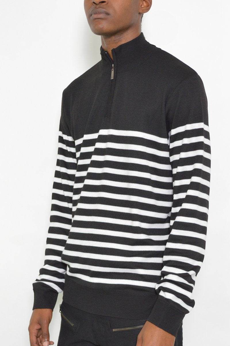 QUARTER ZIP STRIPE POLLUVER - Big J's Showstoppin' Store