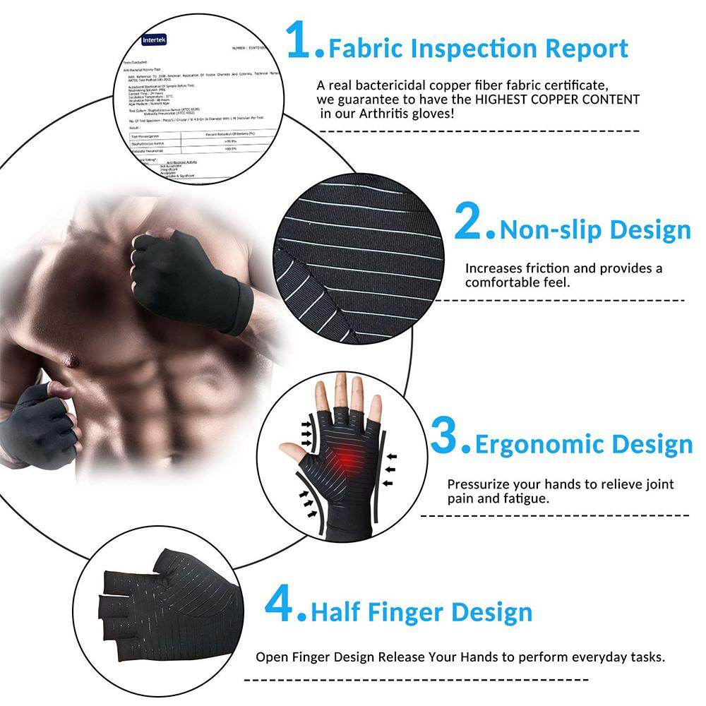 Compression Arthritis Glove Unisex Joint Pain Relief Half Finger Brace - Big J's Showstoppin' Store