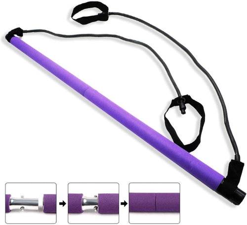 Adjustable Pilates Bar Kit Resistance Band Exercise Stick Toning Gym - Big J's Showstoppin' Store