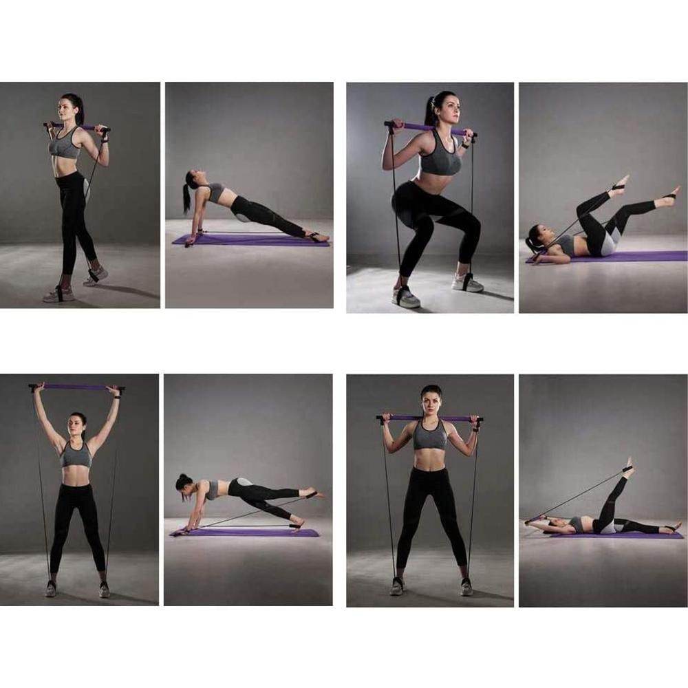 Adjustable Pilates Bar Kit Resistance Band Exercise Stick Toning Gym - Big J's Showstoppin' Store