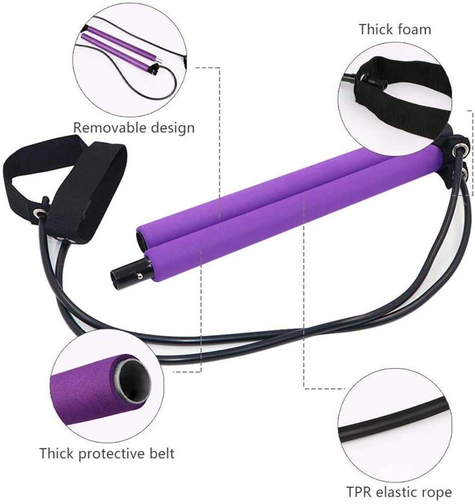 Adjustable Pilates Bar Kit Resistance Band Exercise Stick Toning Gym - Big J's Showstoppin' Store