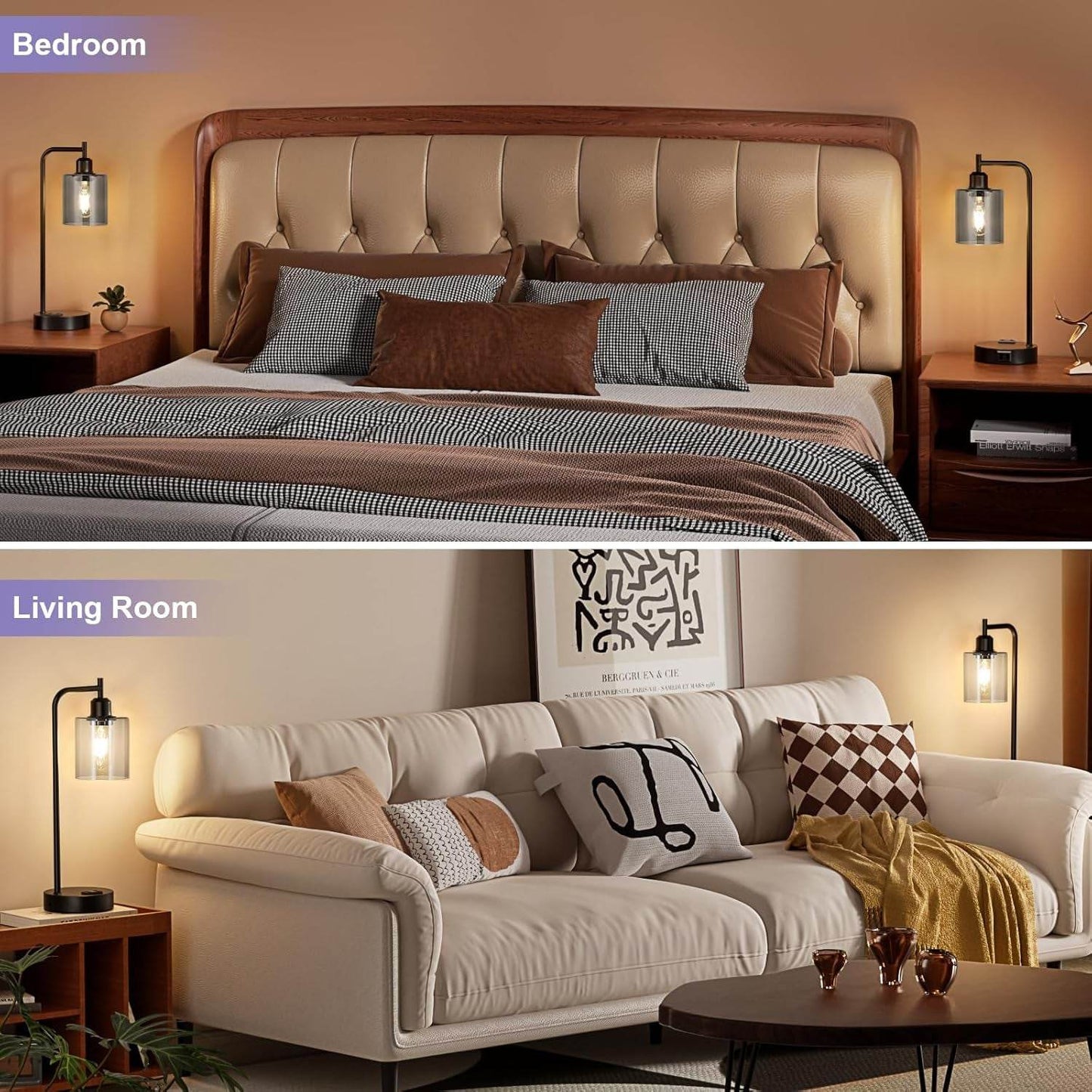 Industrial Touch Bedroom Lamps for Bedrooms Set of 2-3-Way Dimmable - Big J's Showstoppin' Store