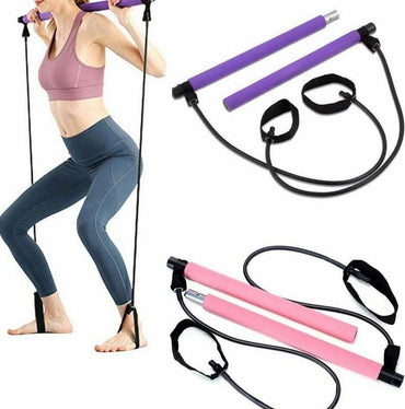 Adjustable Pilates Bar Kit Resistance Band Exercise Stick Toning Gym - Big J's Showstoppin' Store