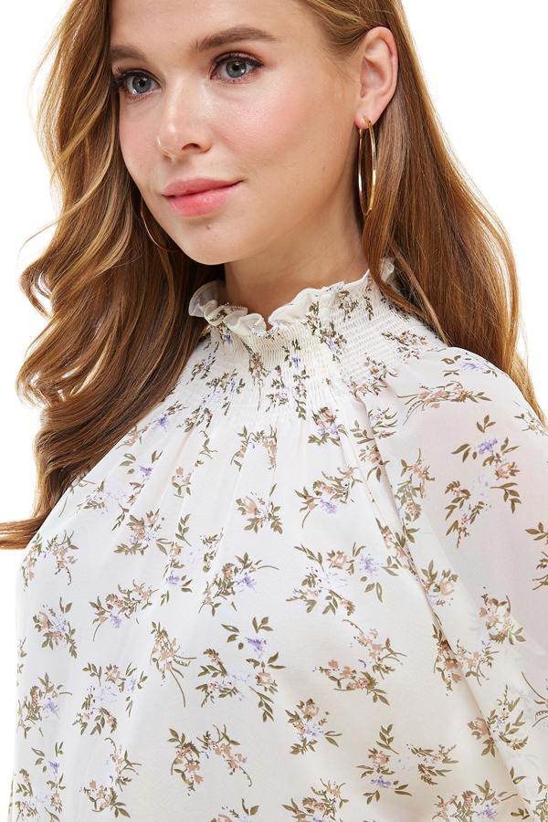 DITSY FLORAL LONG SLEEVES BLOUSE - Big J's Showstoppin' Store