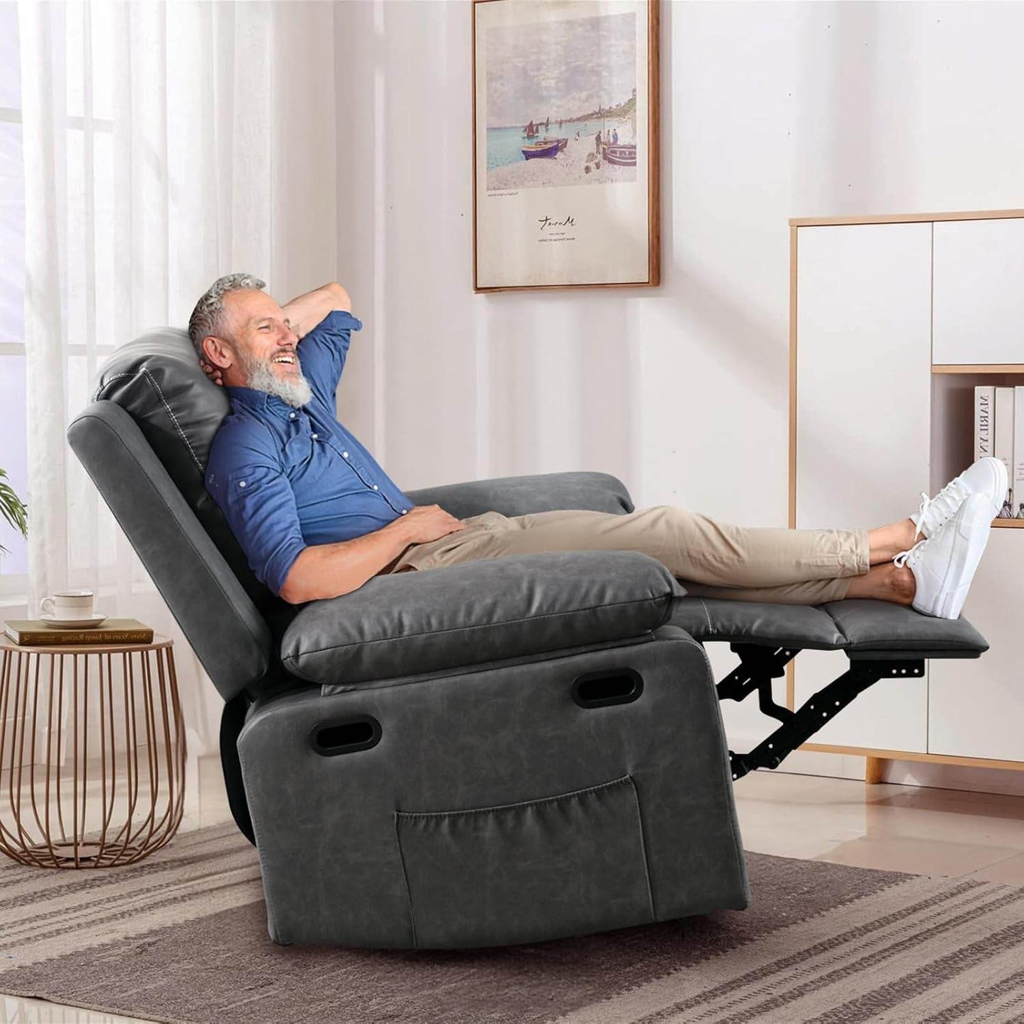 Recliner Chair, 360 Degree Swivel Rocking Chair with Massage and Heat, - Big J's Showstoppin' Store