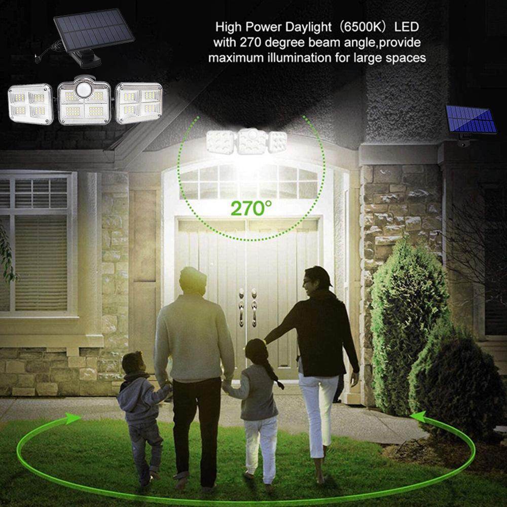 Solar Sensor Light 122 LED 3Head Outdoor Spotlight with 3 Modes - Big J's Showstoppin' Store