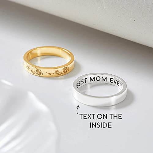 Birth Month Flowers Ring, Family Floral Ring, Gift for Mom,Mother Ring - Big J's Showstoppin' Store
