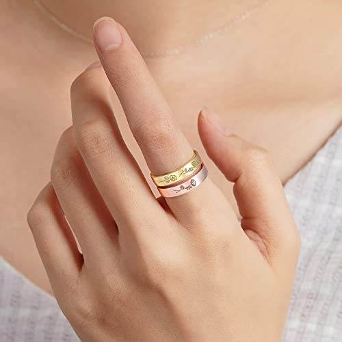 Birth Month Flowers Ring, Family Floral Ring, Gift for Mom,Mother Ring - Big J's Showstoppin' Store