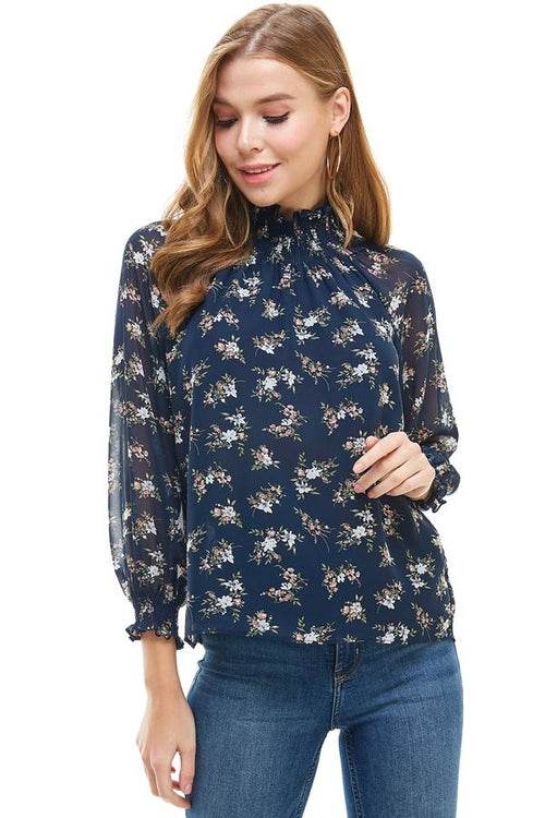 DITSY FLORAL LONG SLEEVES BLOUSE - Big J's Showstoppin' Store