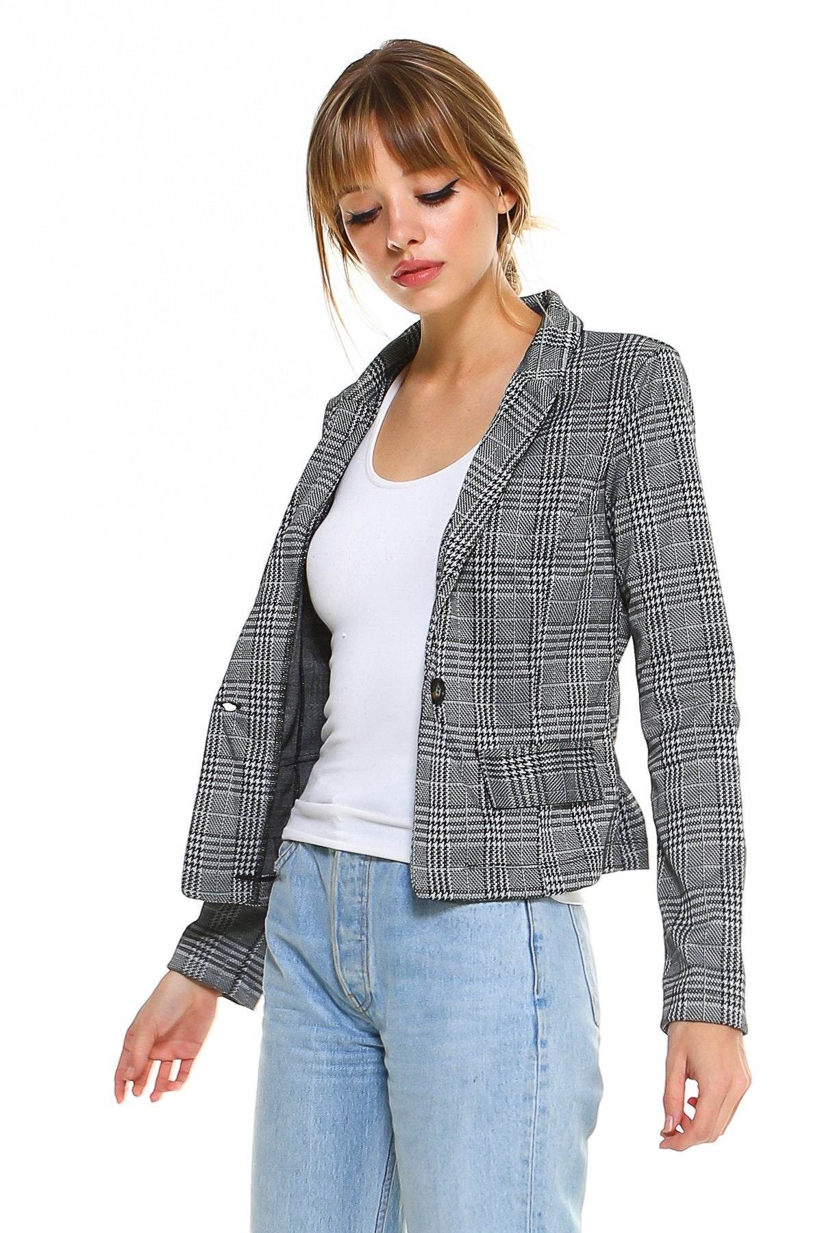 Point Plaid Blazer - Big J's Showstoppin' Store