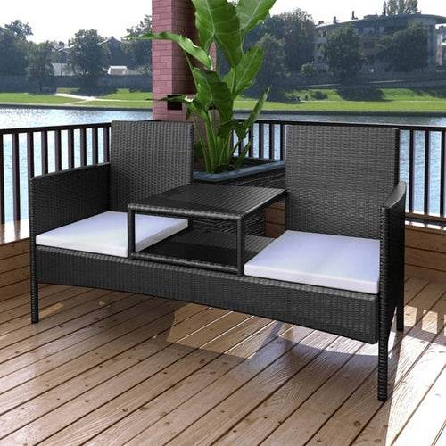 2-Seater Garden Sofa with Tea Table Poly Rattan Brown - Big J's Showstoppin' Store
