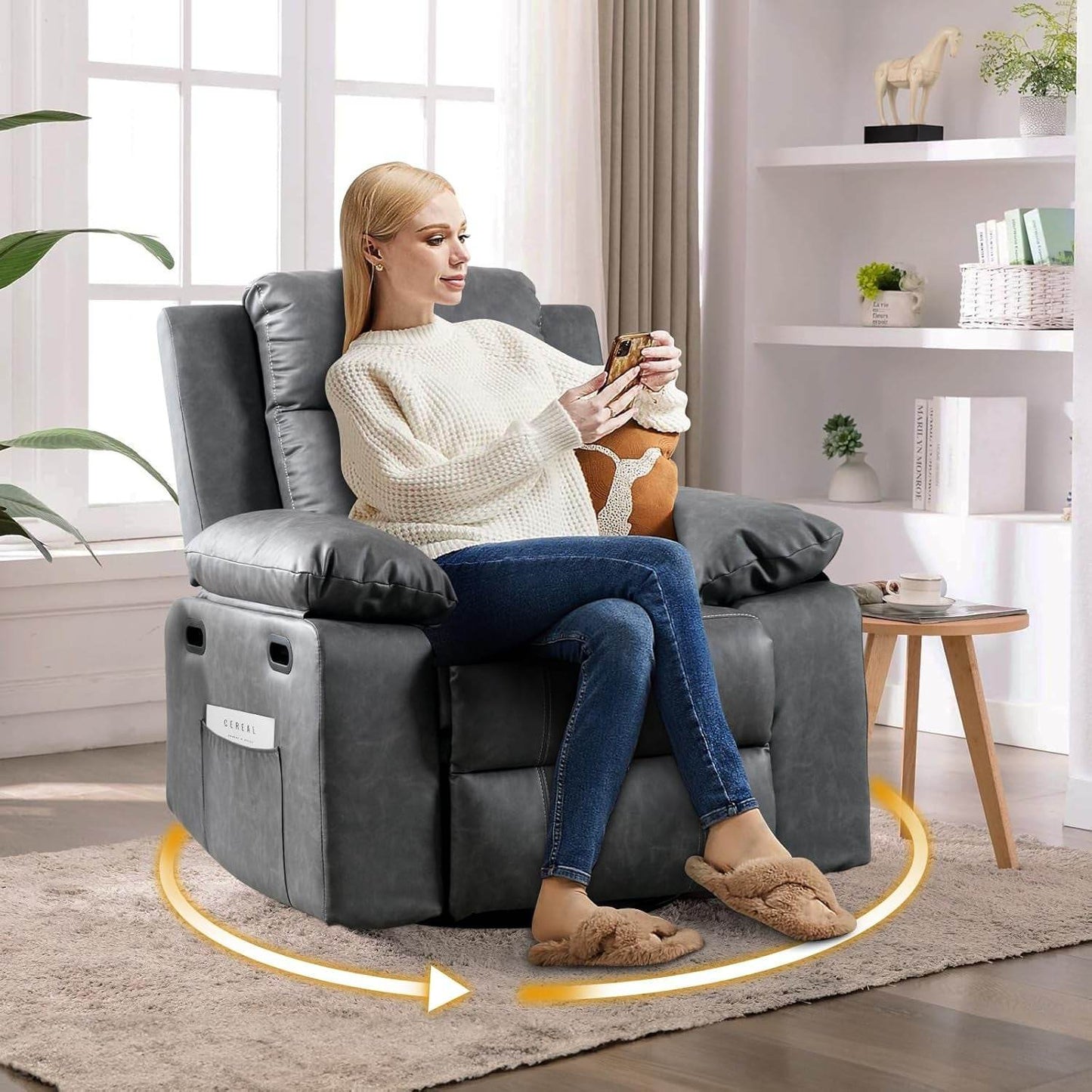 Recliner Chair, 360 Degree Swivel Rocking Chair with Massage and Heat, - Big J's Showstoppin' Store