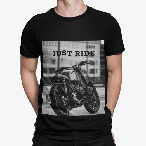 Motorcycle Just Ride Heavy Cotton T-Shirt - Big J's Showstoppin' Store