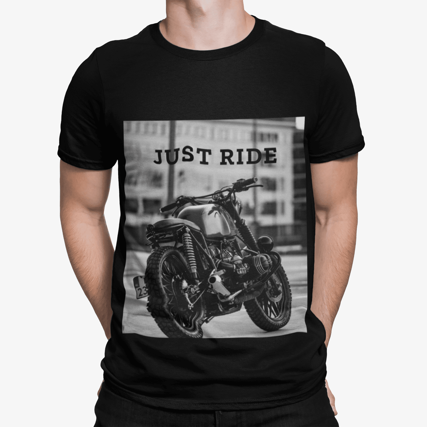 Motorcycle Just Ride Heavy Cotton T-Shirt - Big J's Showstoppin' Store