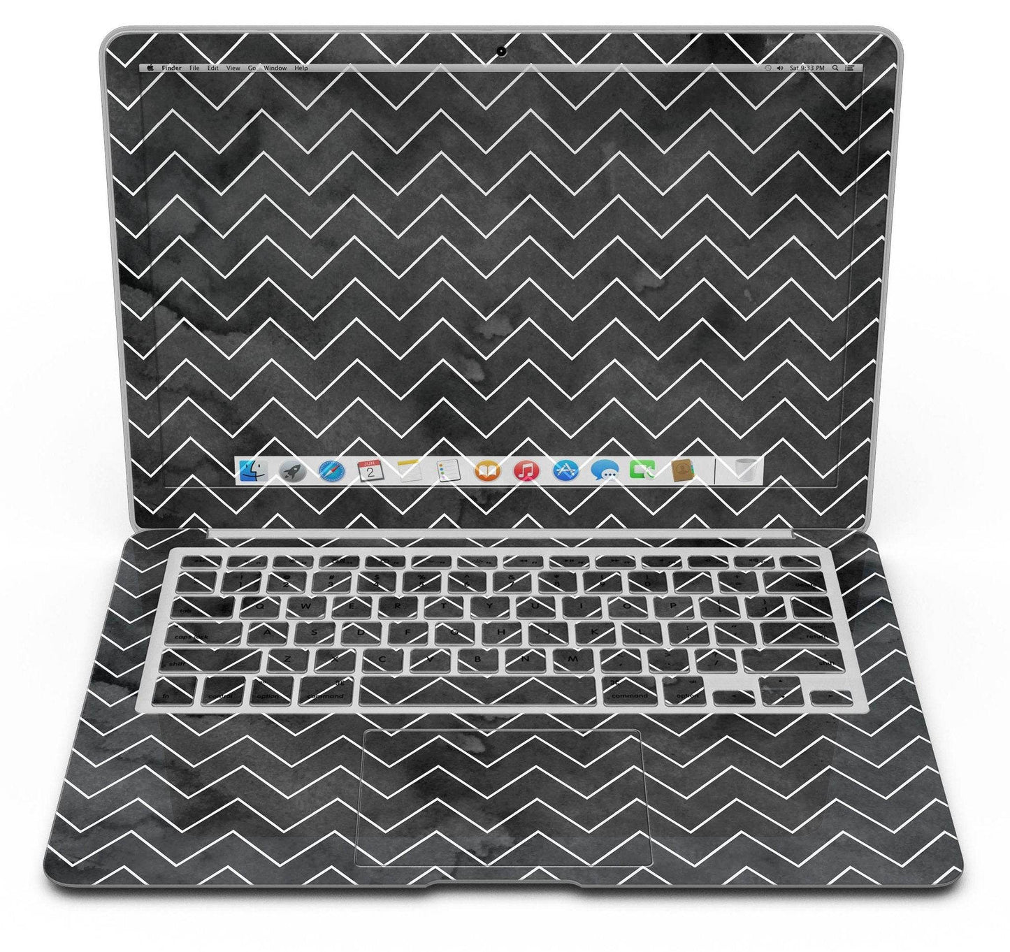 Black Watercolor with White Chevron - MacBook Air Skin Kit - Big J's Showstoppin' Store