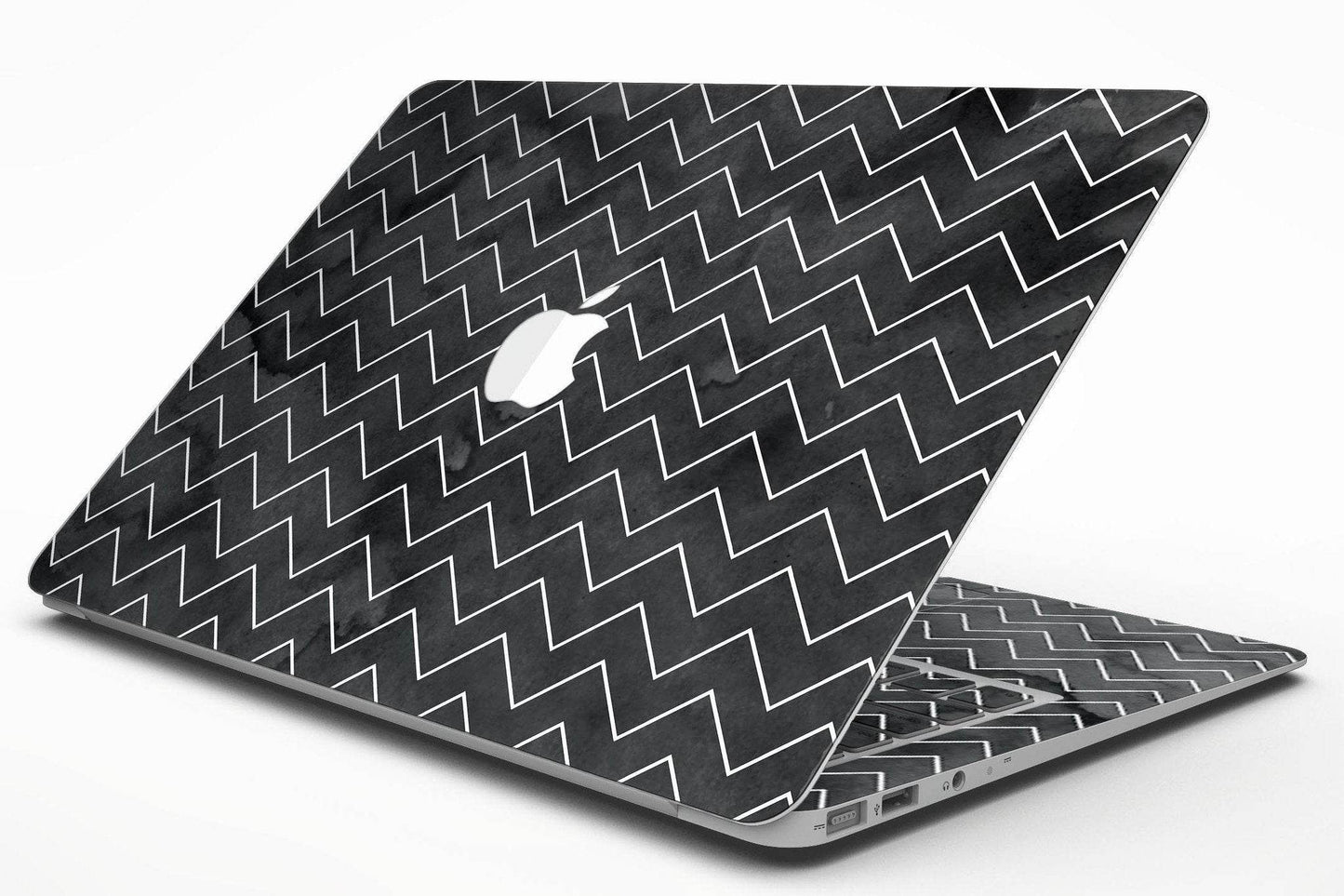 Black Watercolor with White Chevron - MacBook Air Skin Kit - Big J's Showstoppin' Store