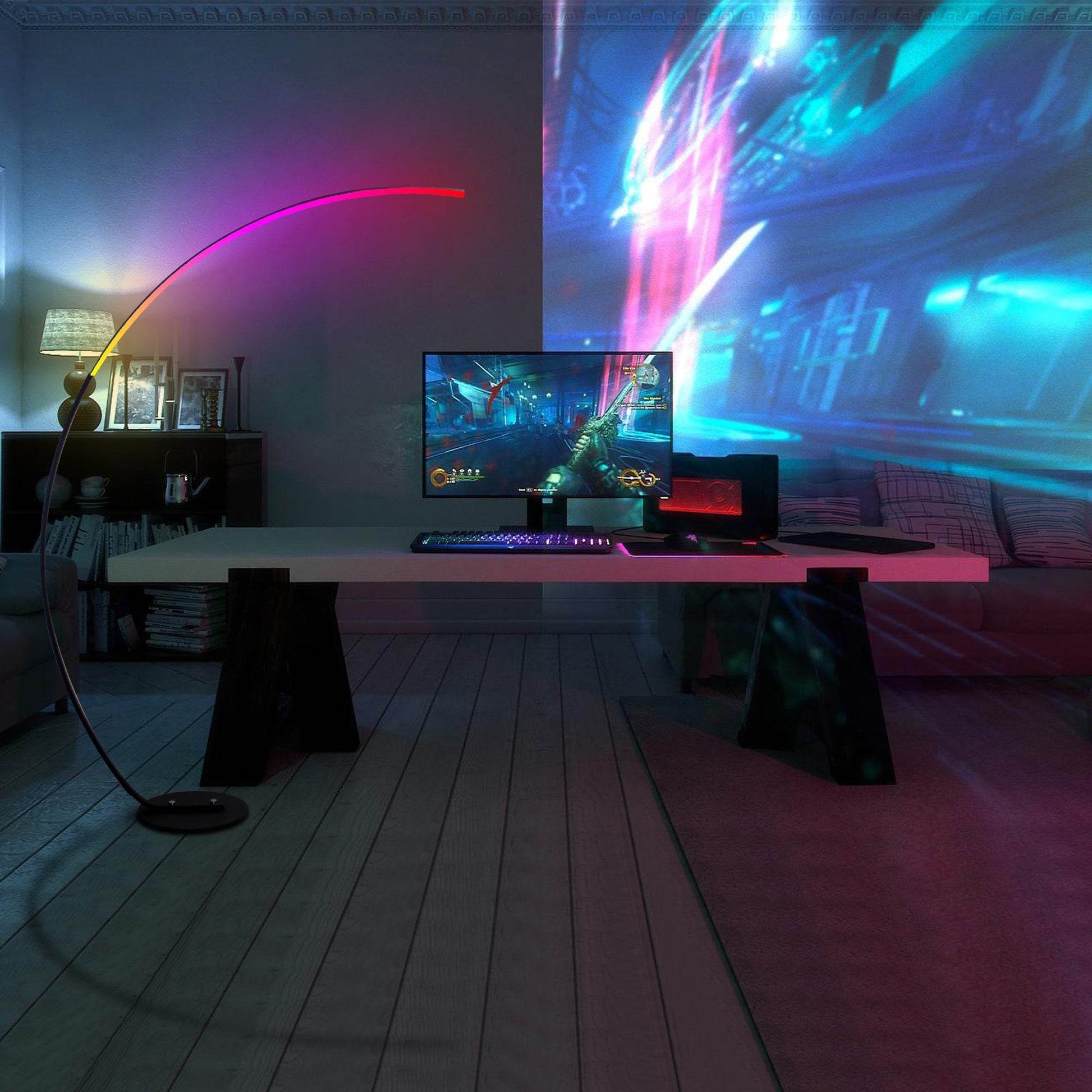 RGBW Modern Curve Floor Lamp | New Version - Big J's Showstoppin' Store