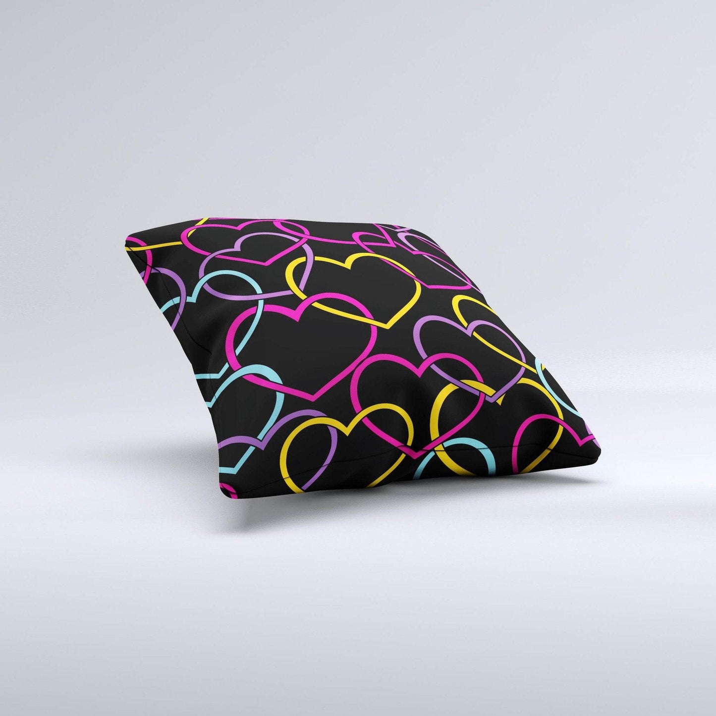 Colorful Vector Hearts Ink-Fuzed Decorative Throw Pillow - Big J's Showstoppin' Store