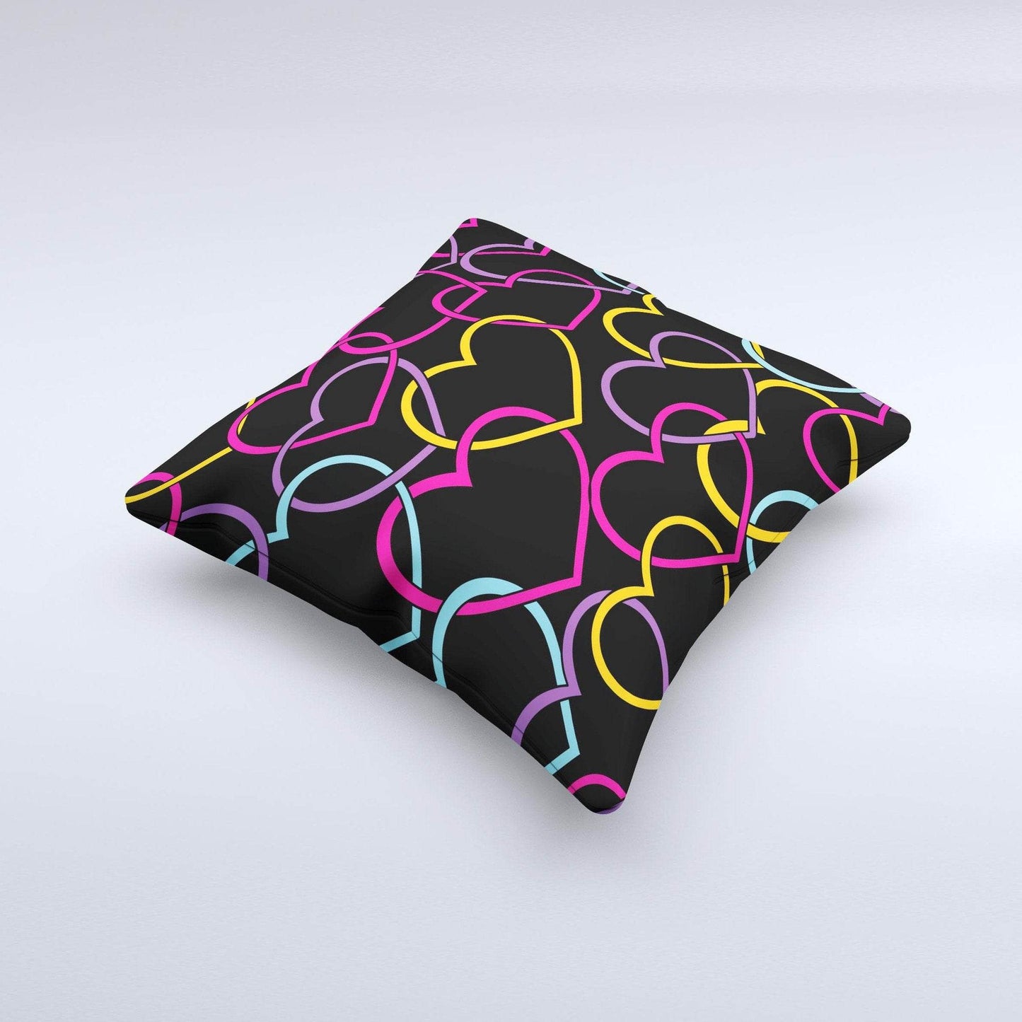 Colorful Vector Hearts Ink-Fuzed Decorative Throw Pillow - Big J's Showstoppin' Store