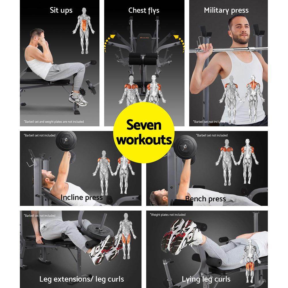 Everfit Weight Bench Adjustable Bench Press 8-In-1 Gym Equipment - Big J's Showstoppin' Store