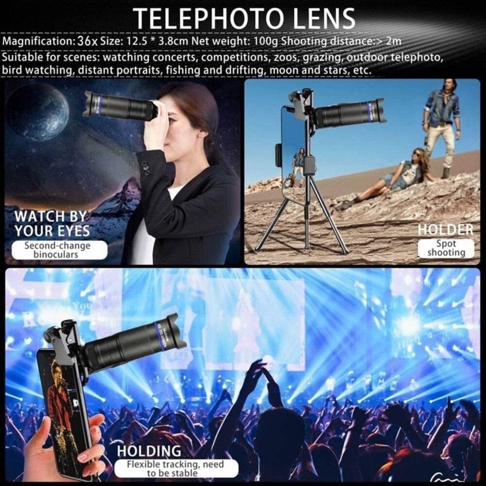 Dragon 36X Mobile Phone Lens Kit With Tripod - Big J's Showstoppin' Store
