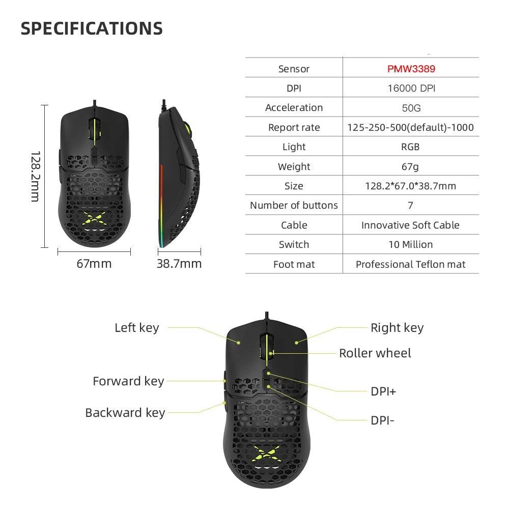16000 DPI RGB Gaming Mouse - Big J's Showstoppin' Store