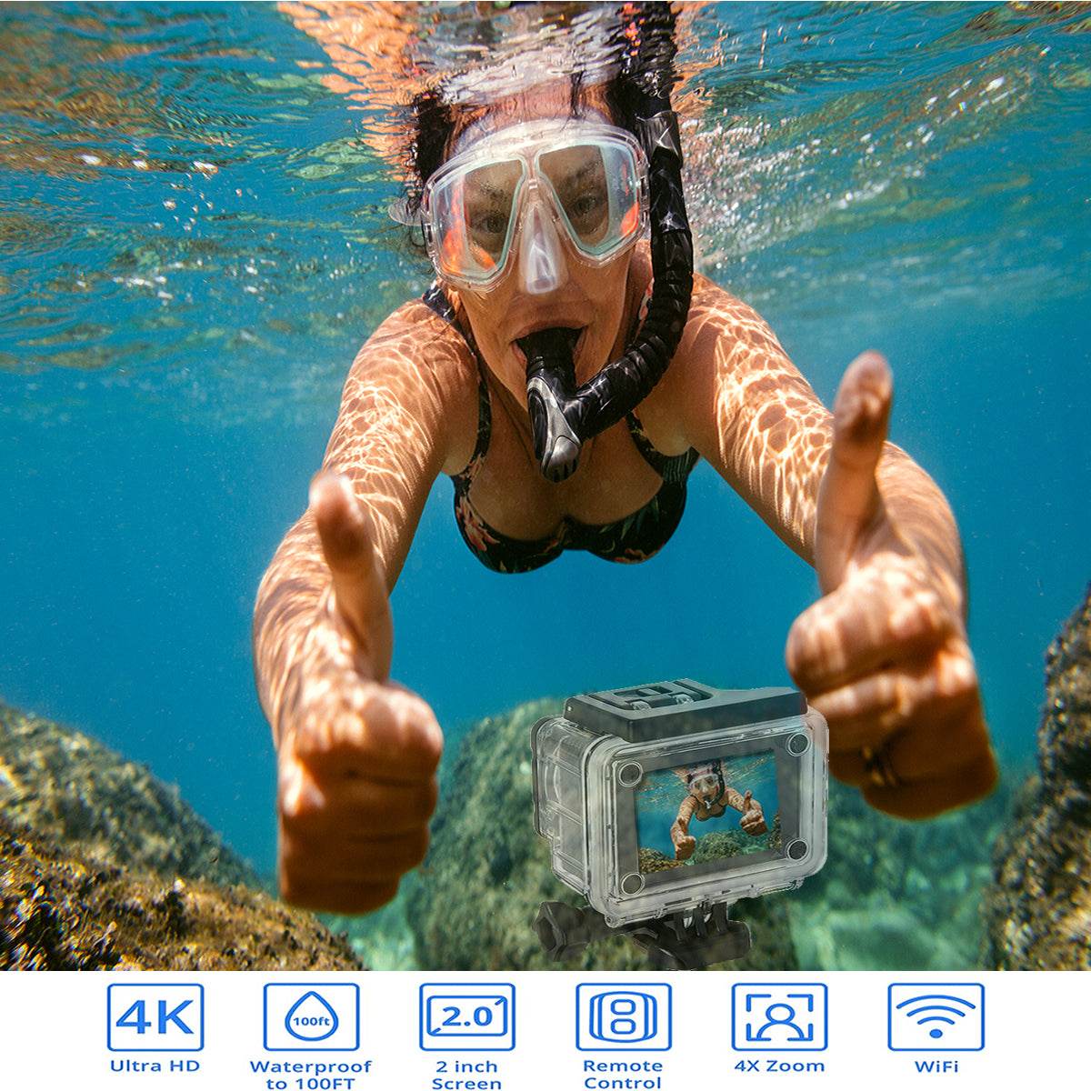 4K Waterproof All Digital UHD WiFi Camera + RF Remote And Accessories - Big J's Showstoppin' Store