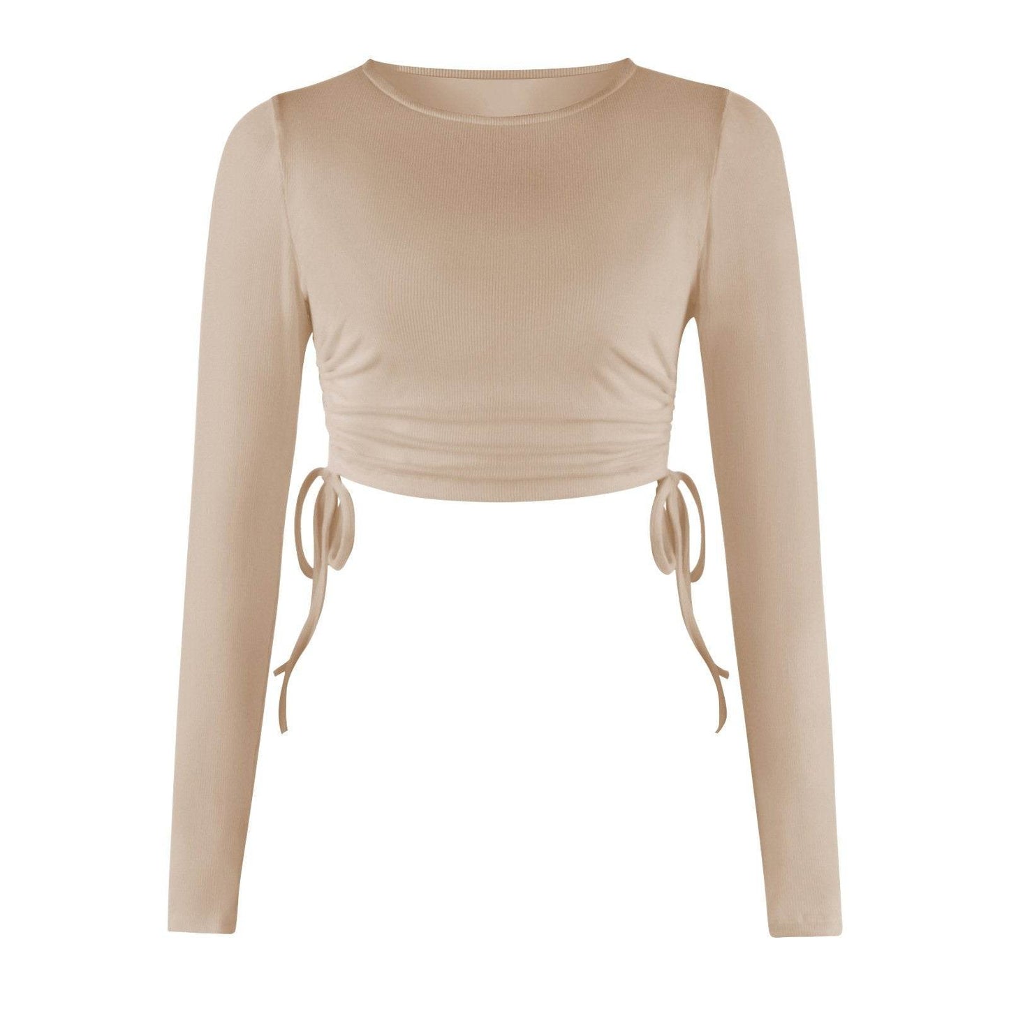 Women's Dry Crop Tops Long Sleeve Side Drawstring Ruched Shirts - Big J's Showstoppin' Store
