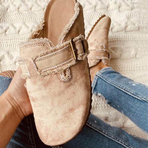 Flat Heel Round Toe Canvas Loafer Women's Vintage Clogs - Big J's Showstoppin' Store