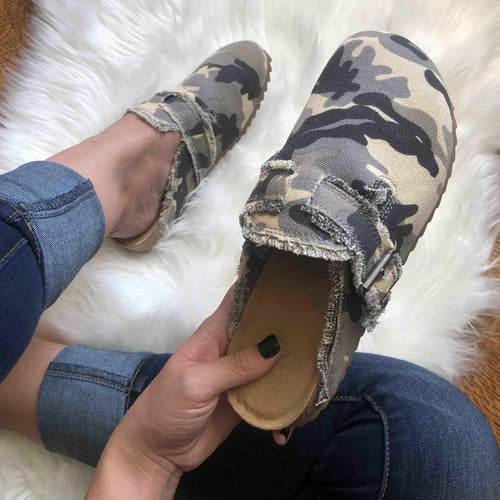Flat Heel Round Toe Canvas Loafer Women's Vintage Clogs - Big J's Showstoppin' Store