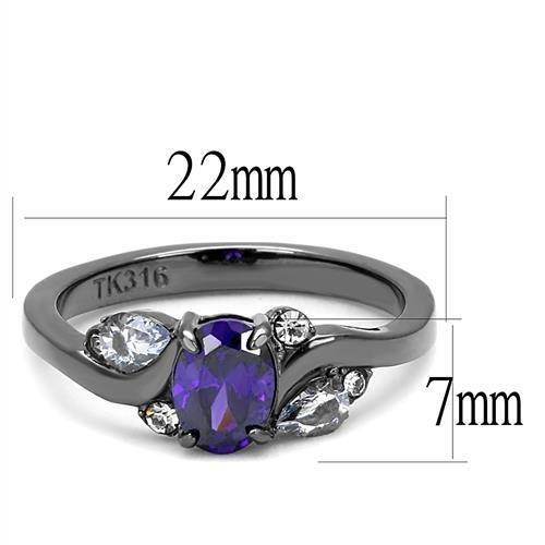 TK3169 - IP Light Black (IP Gun) Stainless Steel Ring with AAA Grade - Big J's Showstoppin' Store