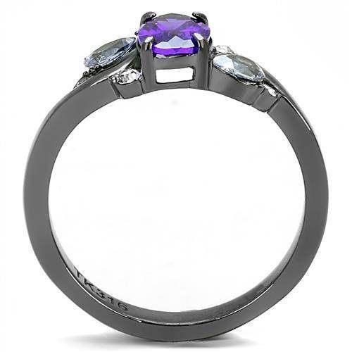 TK3169 - IP Light Black (IP Gun) Stainless Steel Ring with AAA Grade - Big J's Showstoppin' Store
