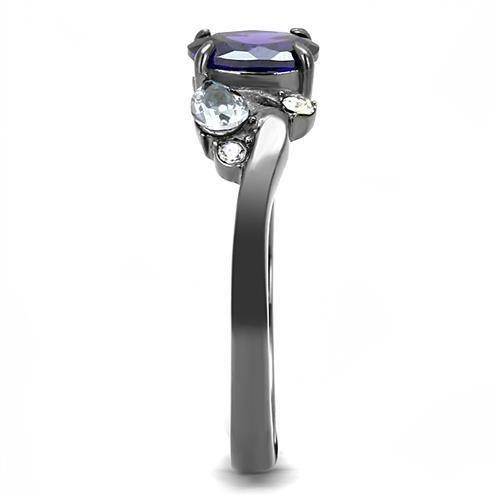 TK3169 - IP Light Black (IP Gun) Stainless Steel Ring with AAA Grade - Big J's Showstoppin' Store