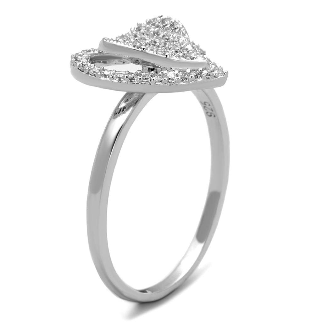 TS192 - Rhodium 925 Sterling Silver Ring with AAA Grade CZ in Clear - Big J's Showstoppin' Store