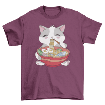 Cat animal eating ramen t-shirt - Big J's Showstoppin' Store