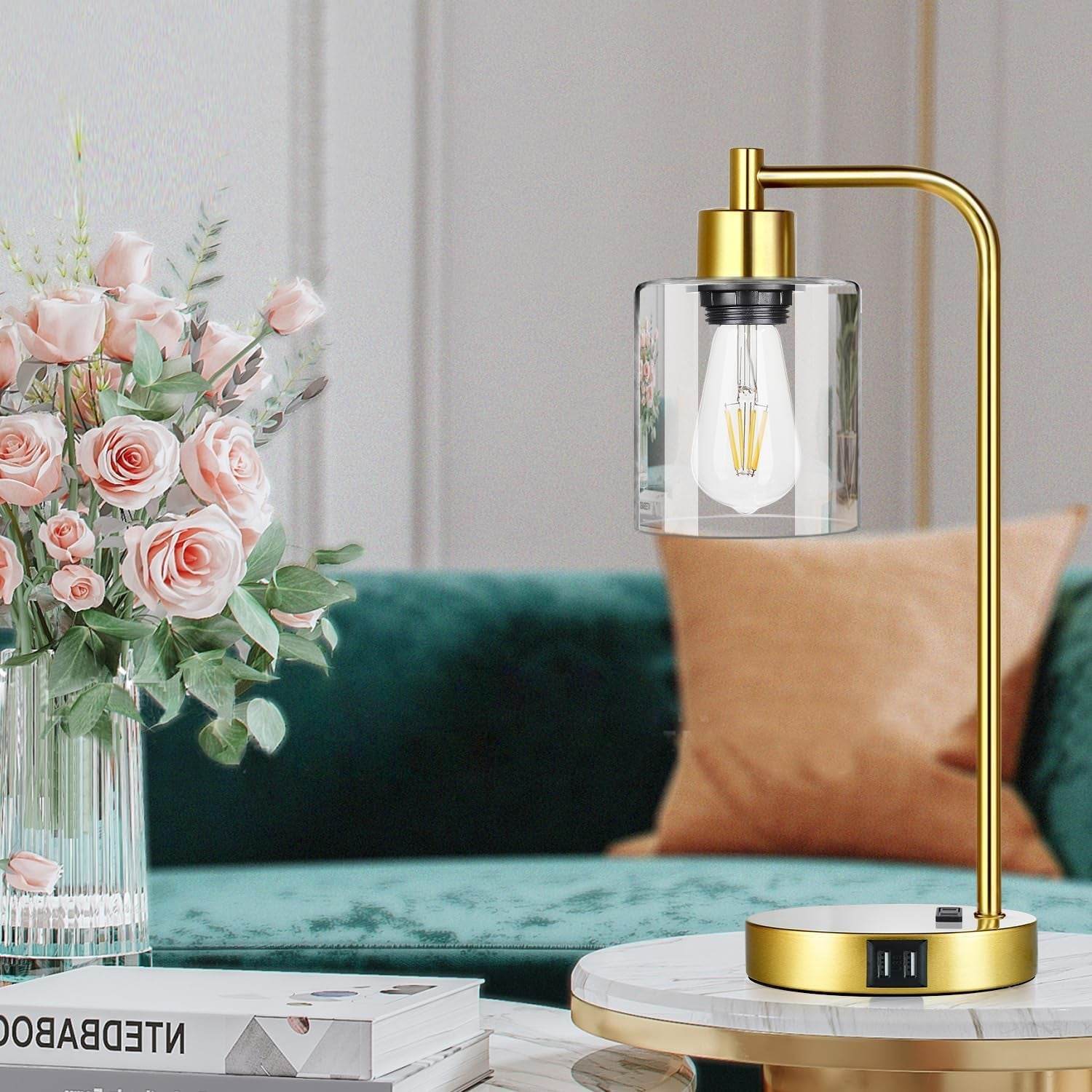 Industrial Touch Control Table Lamps Set of 2 - Gold Nightstand - Big J's Showstoppin' Store