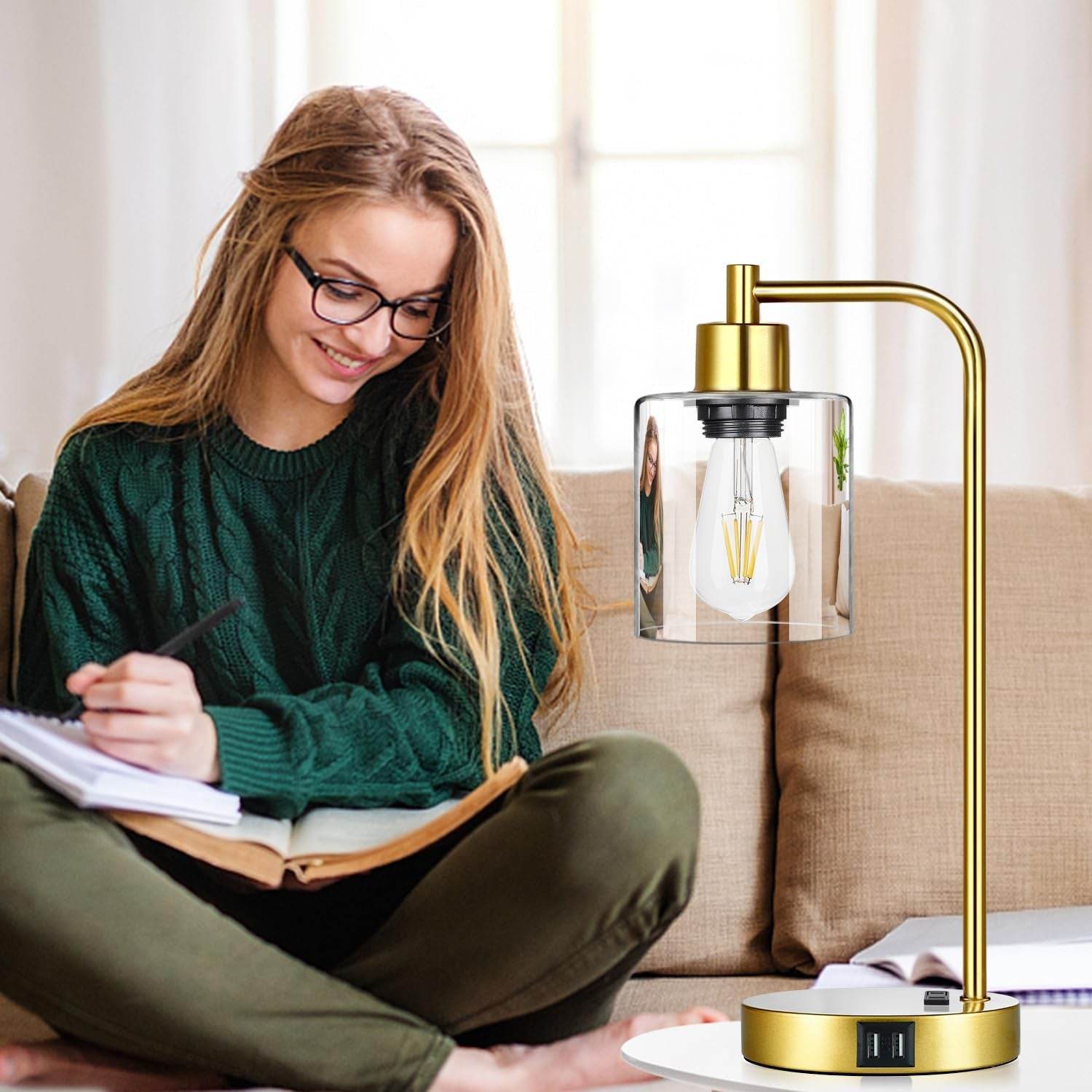 Industrial Touch Control Table Lamps Set of 2 - Gold Nightstand - Big J's Showstoppin' Store