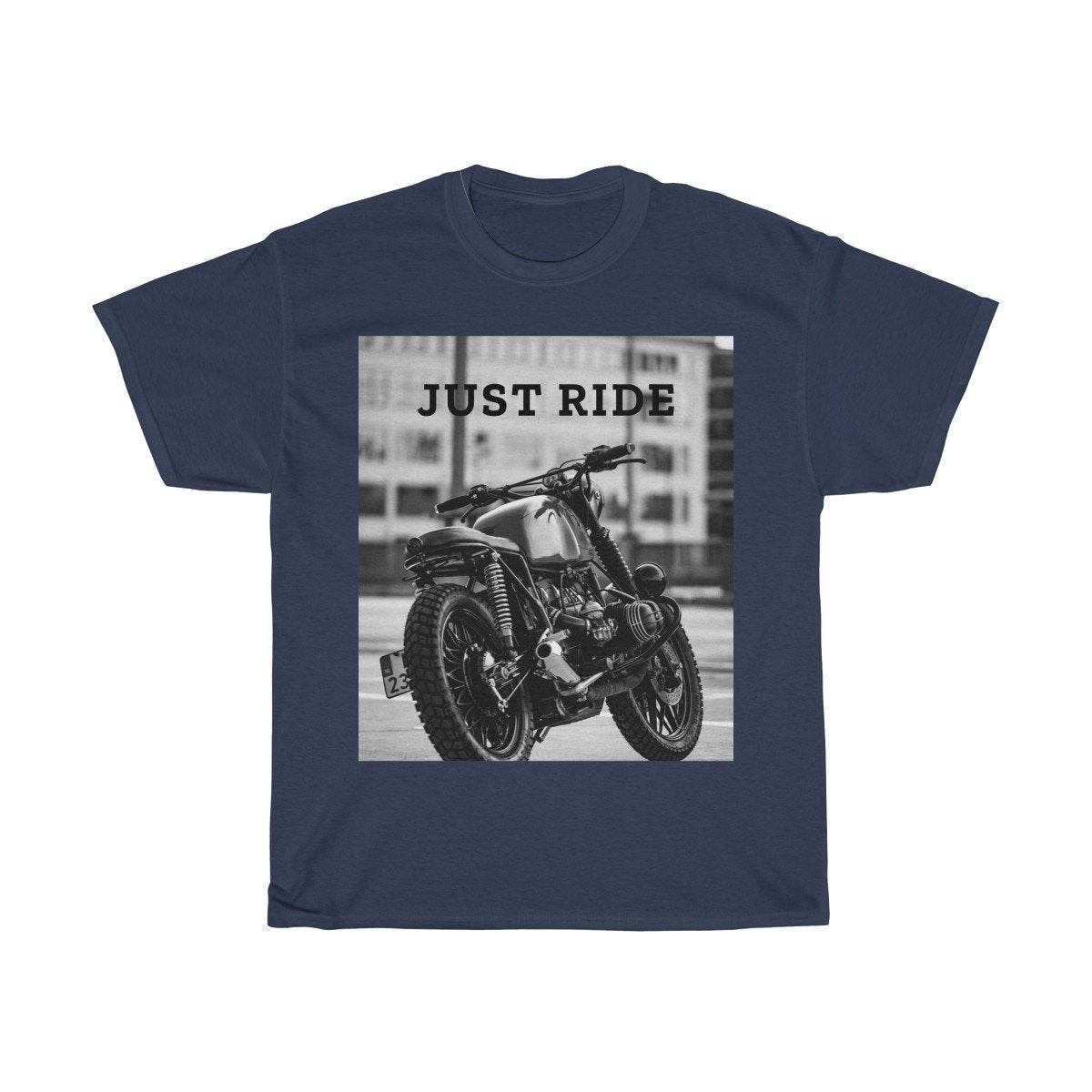 Motorcycle Just Ride Heavy Cotton T-Shirt - Big J's Showstoppin' Store