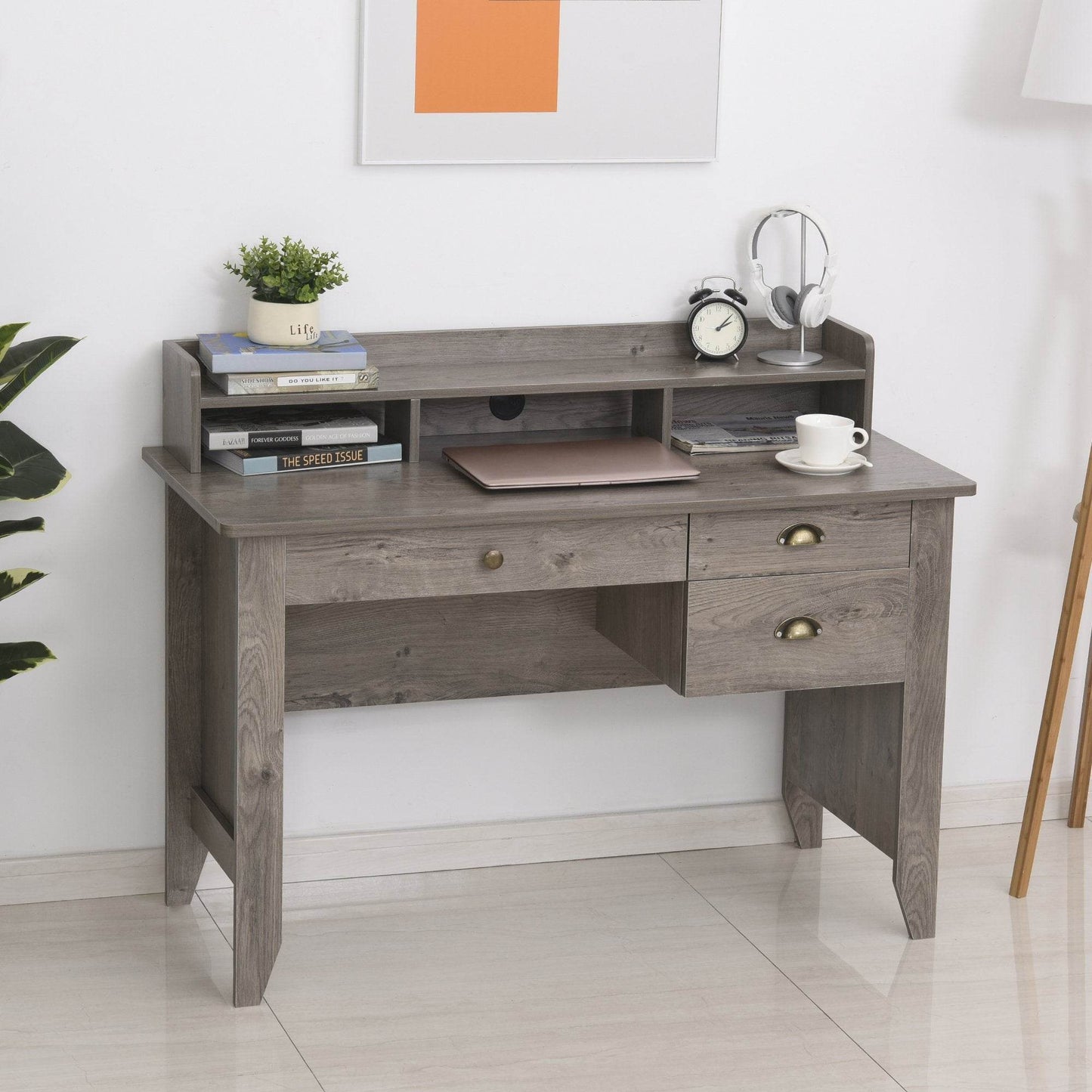 HOMCOM Computer Desk with Drawer,Storage Hutch,Home Office Writing - Big J's Showstoppin' Store