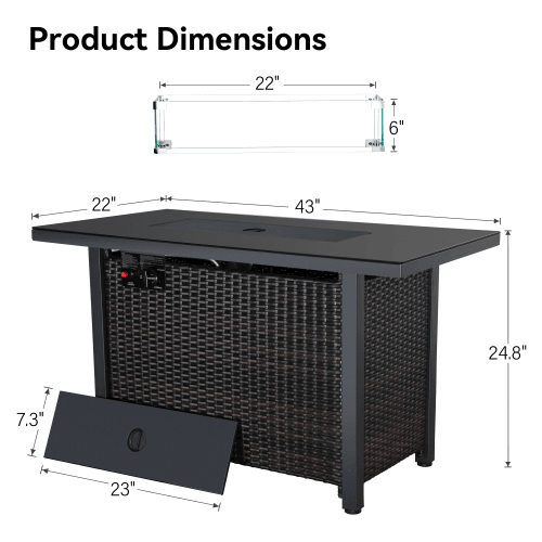 Rattan Propane Outdoor Fire Pit Table with Lid - Big J's Showstoppin' Store