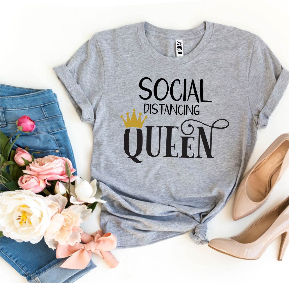 Social Distancing Queen T-shirt - Big J's Showstoppin' Store