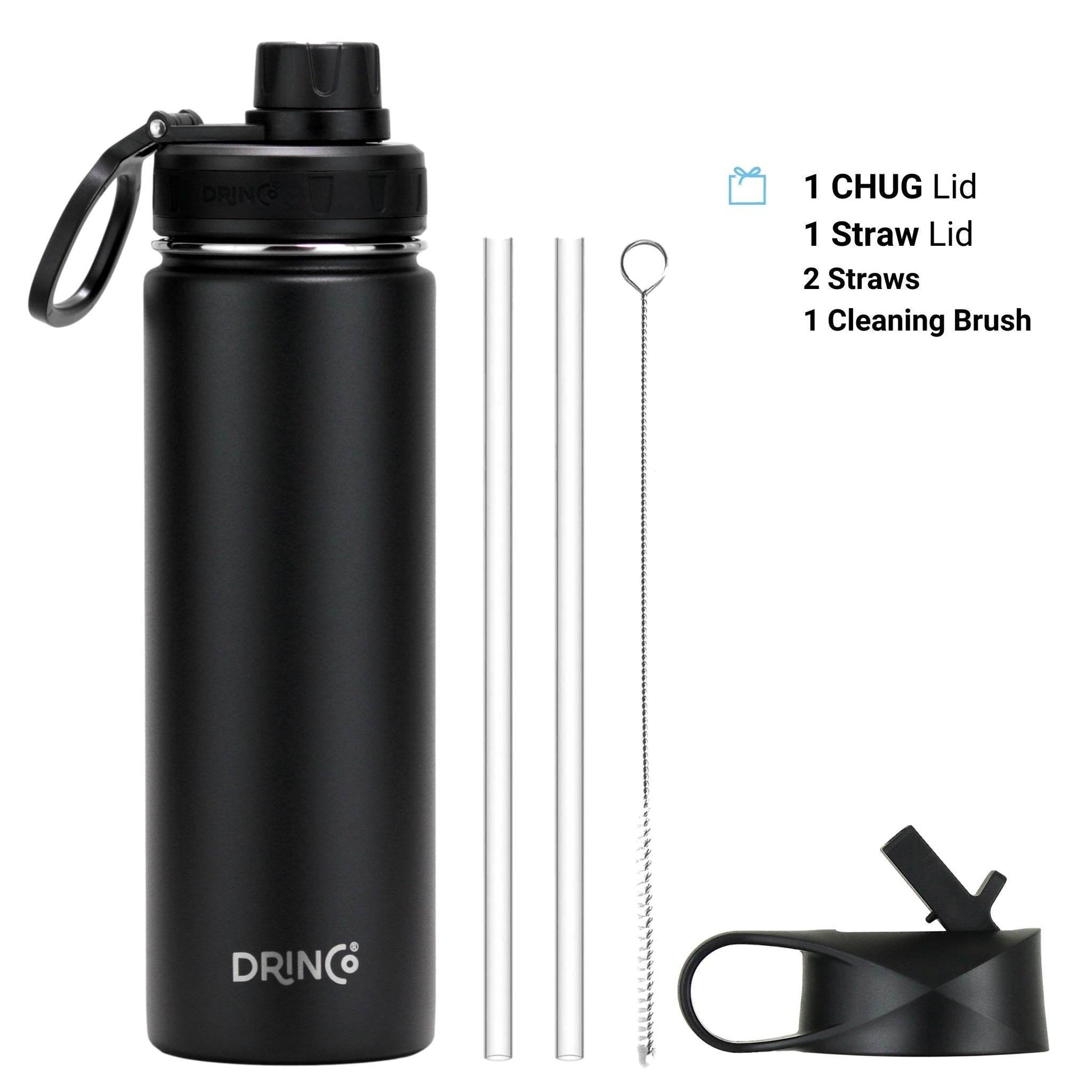 DRINCO® 22oz Stainless Steel Sport Water Bottle - Black - Big J's Showstoppin' Store