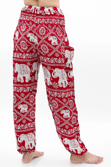 Burgundy ELEPHANT Pants Women Boho Pants Hippie Pants Yoga - Big J's Showstoppin' Store