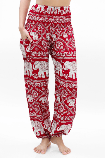 Burgundy ELEPHANT Pants Women Boho Pants Hippie Pants Yoga - Big J's Showstoppin' Store