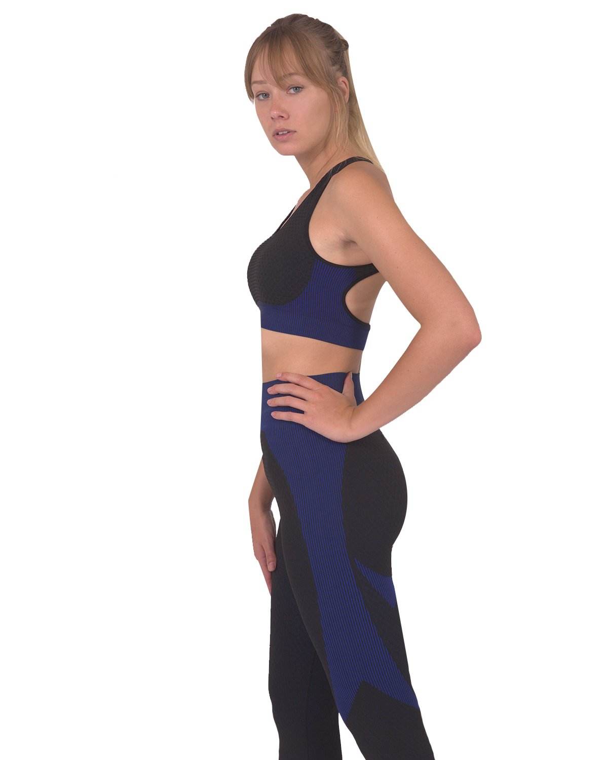 Trois Seamless Sports Bra - Black with Navy - Big J's Showstoppin' Store