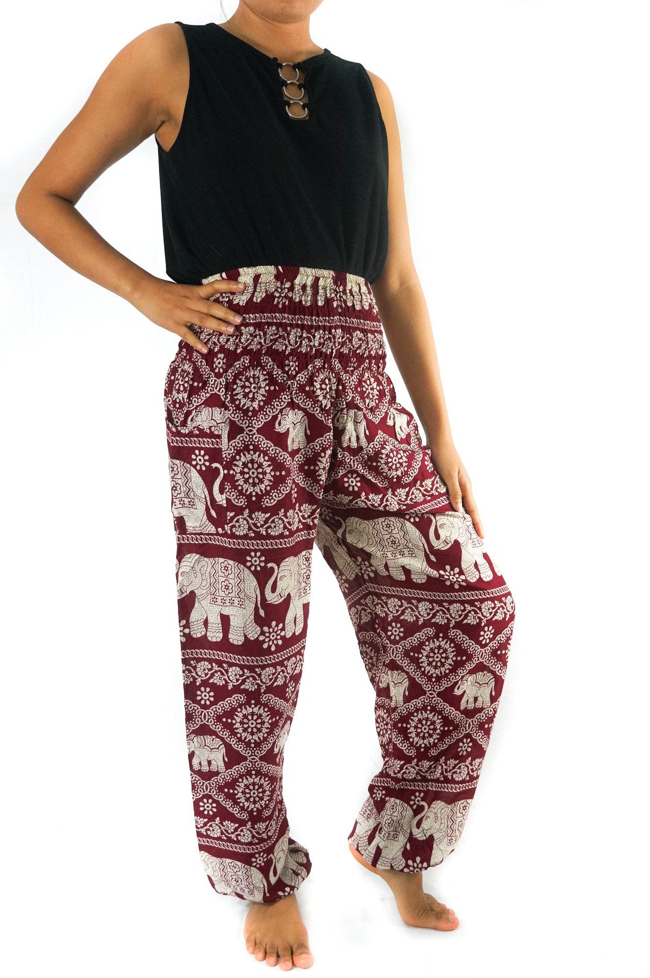 Burgundy ELEPHANT Pants Women Boho Pants Hippie Pants Yoga - Big J's Showstoppin' Store