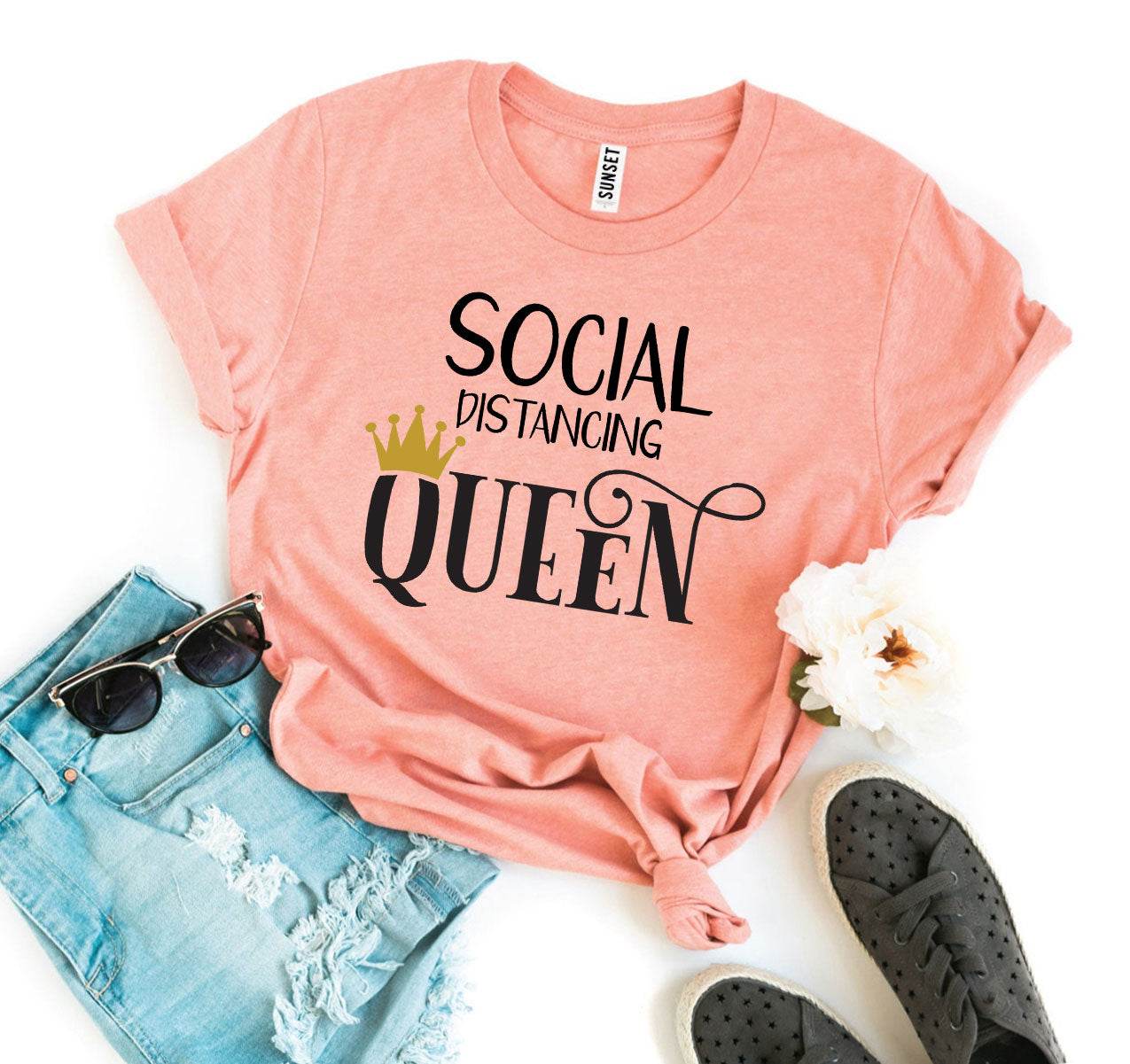 Social Distancing Queen T-shirt - Big J's Showstoppin' Store